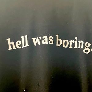 Black Shein Curve “Hell was boring” crop sweatshirt